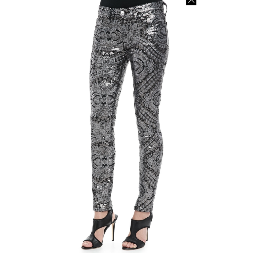 7 For All Mankind Sequin Skinny Jeans $295 NWOT